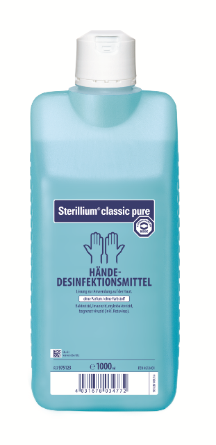 Sterillium classic pure | Parfümfreie Händedesinfektion | 1000 ml Flasche