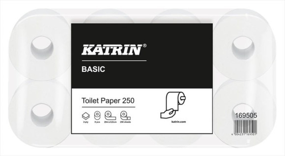 Toilettenpapier | KATRIN Basic Toilet Topa | Hochweiss | 2-lagig | 64 Rollen