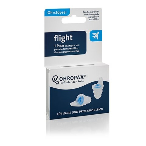 OHROPAX® flight | Ohrstöpsel mit Spezialfilter | Hängefaltschachtel mit 2 Paar/Dose