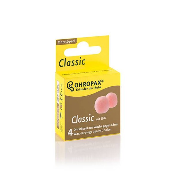 OHROPAX® Classic | Ohrstöpsel aus Wachs | Hängefaltschachtel mit 4 Ohrstöpsel