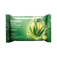 BeeSana Feuchte Einmal-Waschhandschuhe | 8 Stück/Beutel | 15 x 22 cm