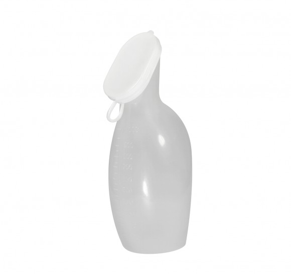 Urinflasche | Für Frauen | 25 Stück/Karton | Milchig | Mit Deckel